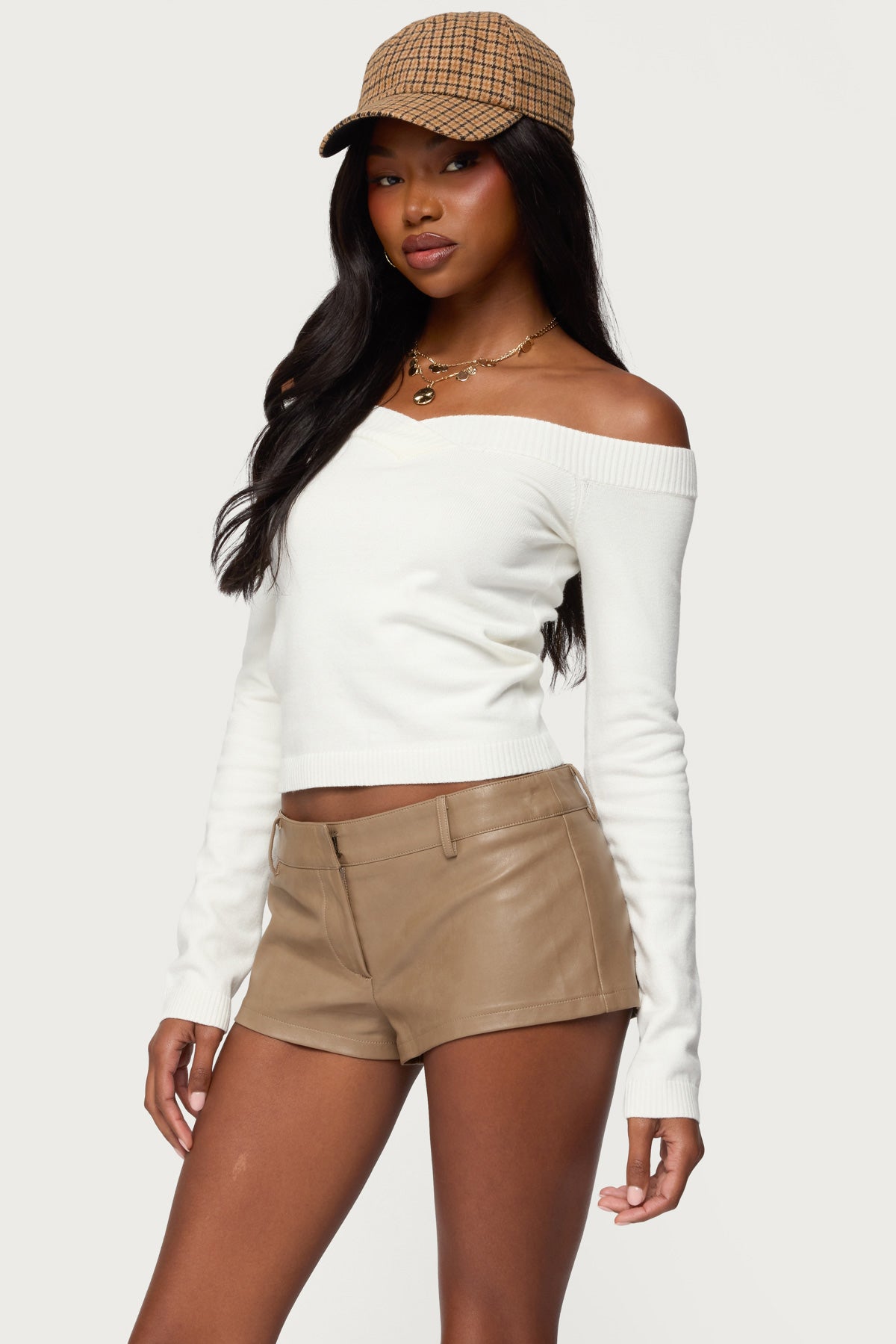Leatrice Off Shoulder Knit Top - WHITE