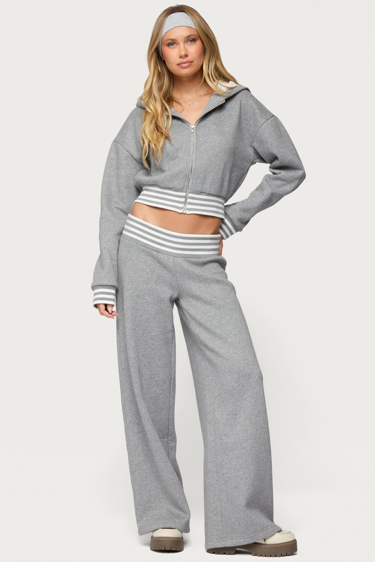Eloura Stripey Sweatpants - GRAY-MELANGE