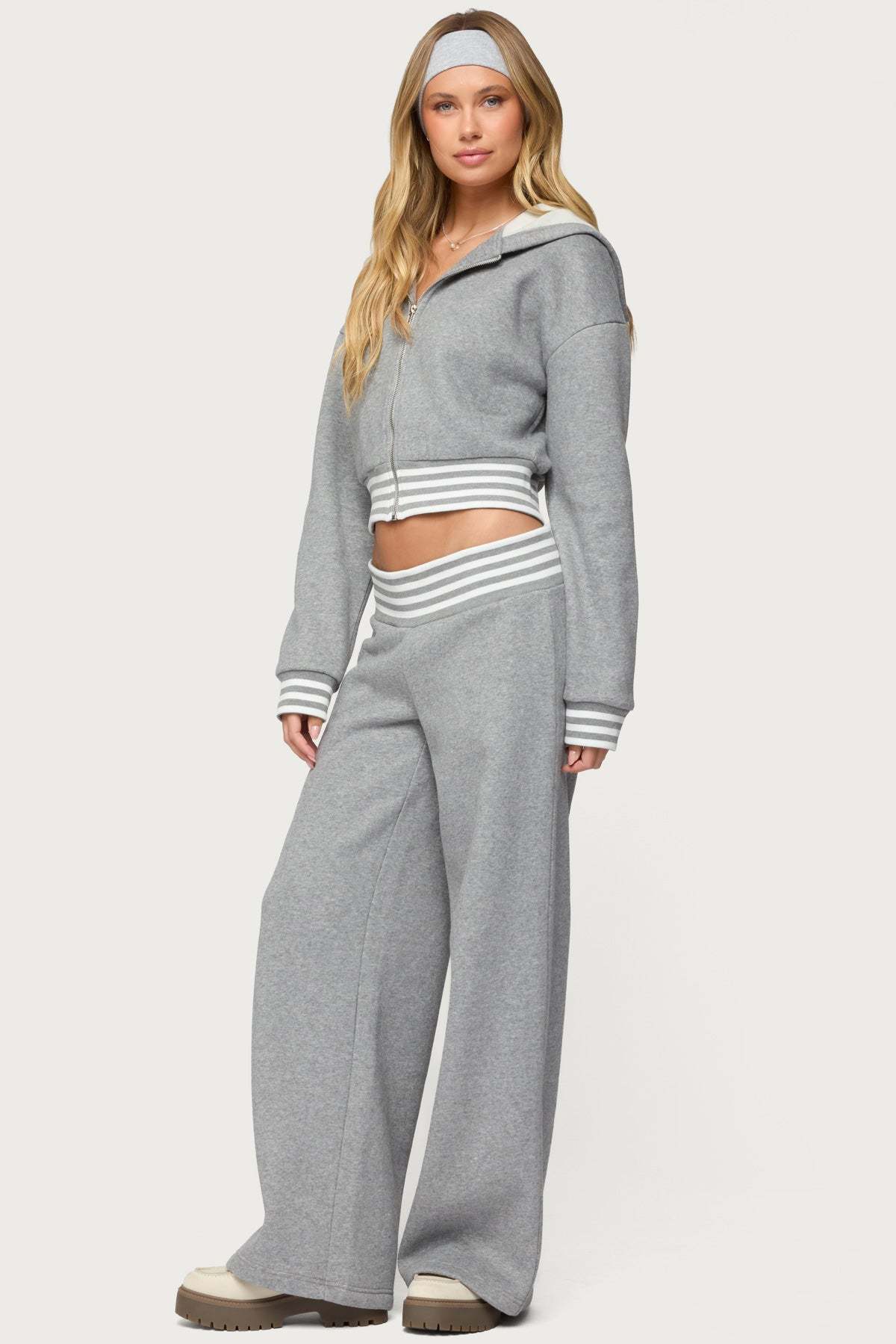 Eloura Stripey Sweatpants - GRAY-MELANGE