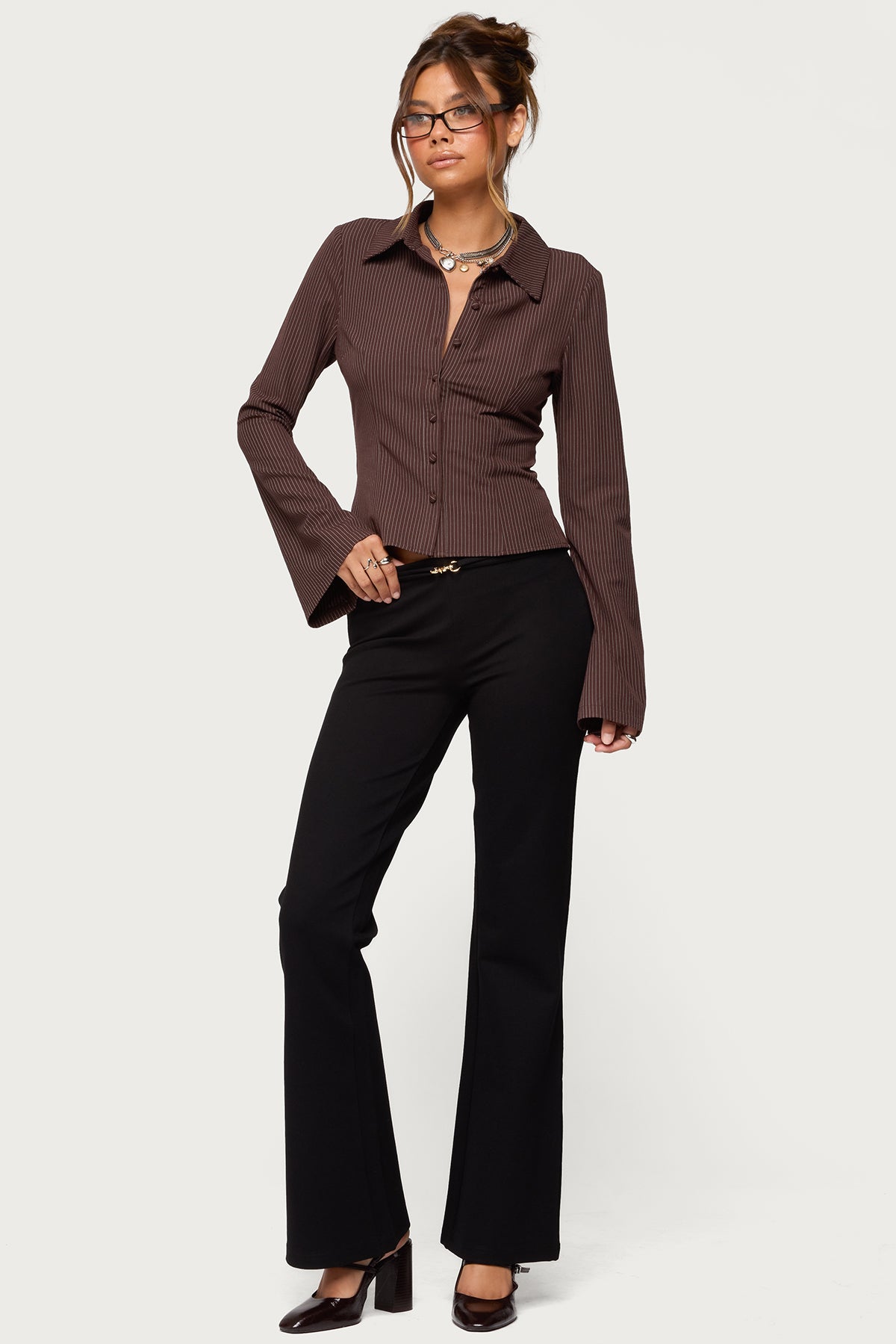 Metiza Flared Pants - BLACK