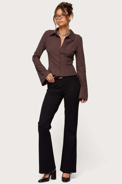 Metiza Flared Pants - BLACK
