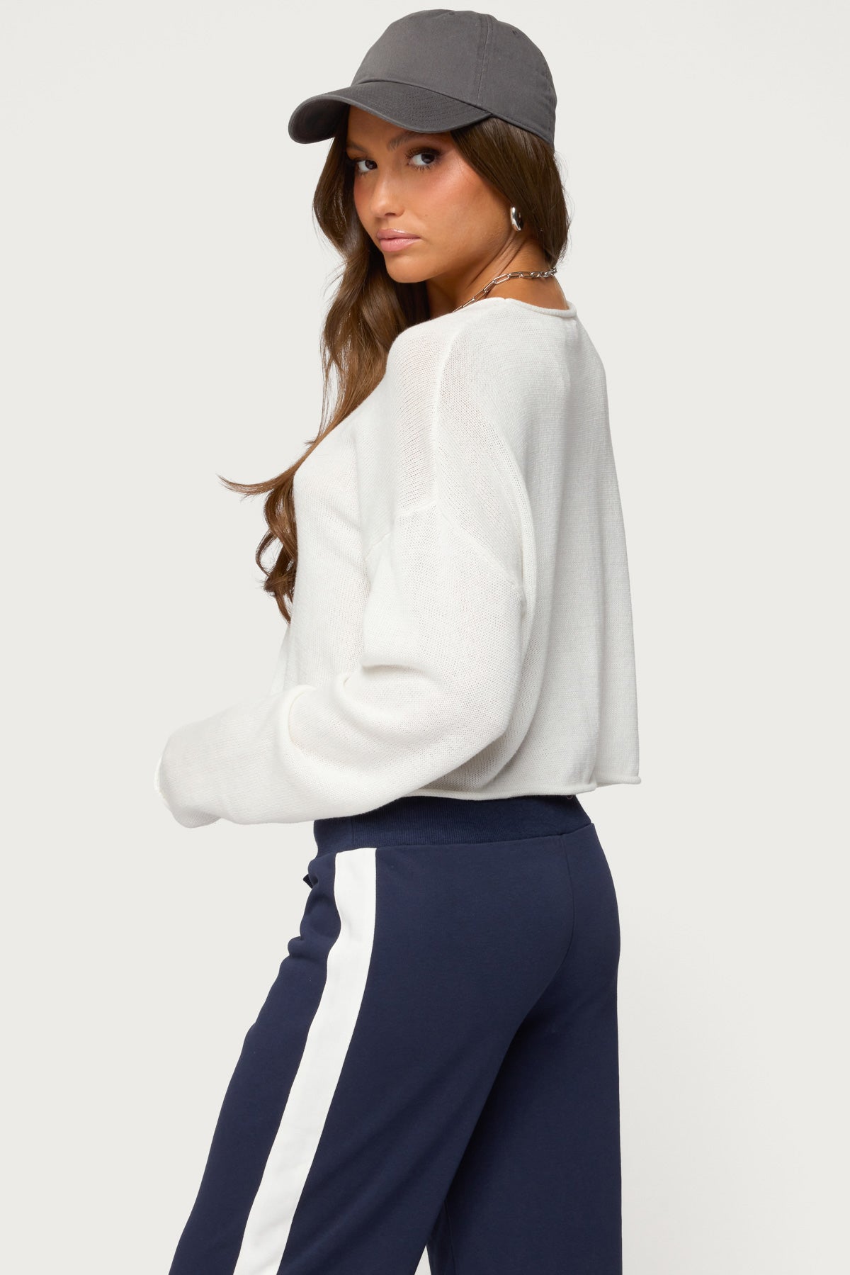 Leta Knit Long Sleeve Top - WHITE