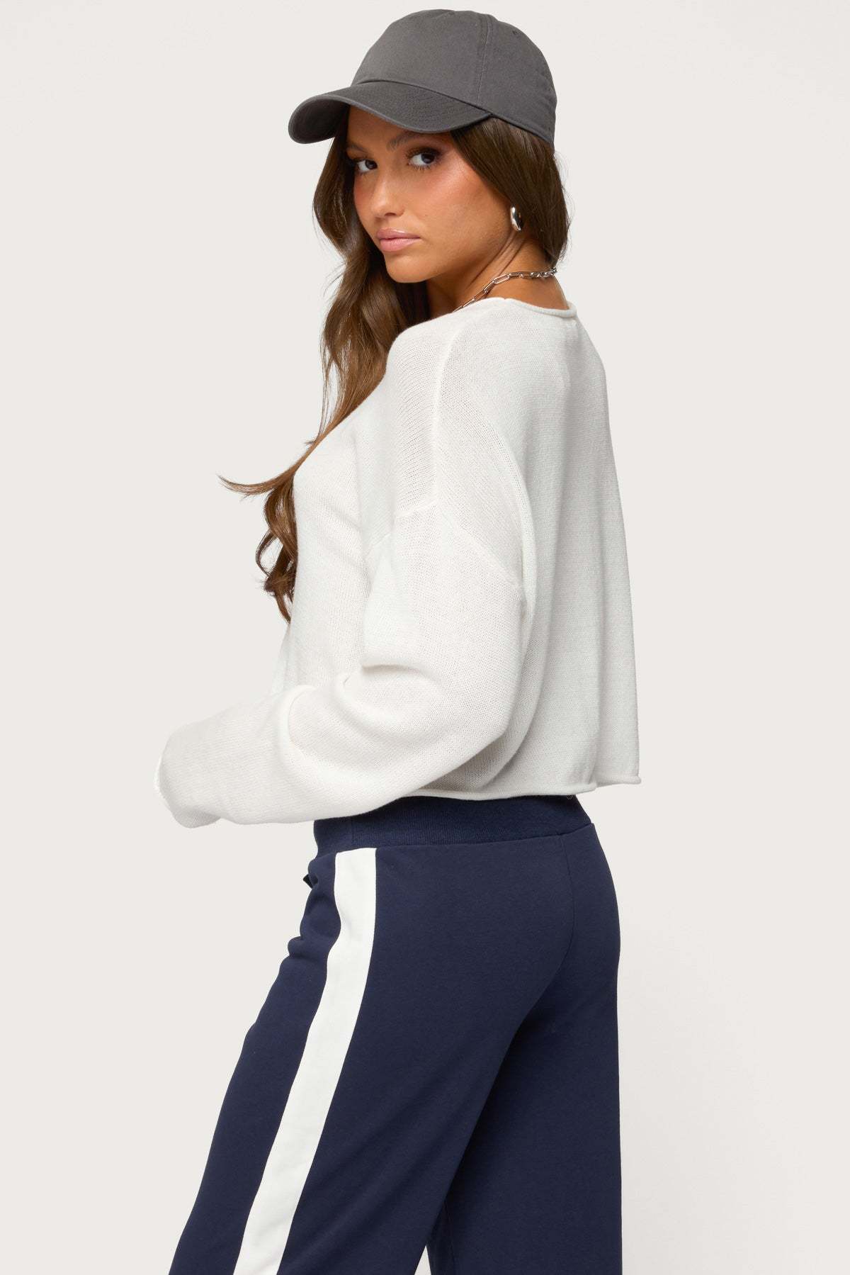 Leta Knit Long Sleeve Top - WHITE