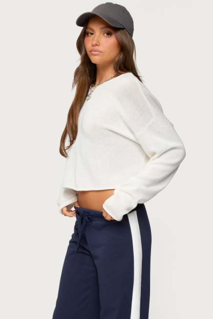Leta Knit Long Sleeve Top - WHITE