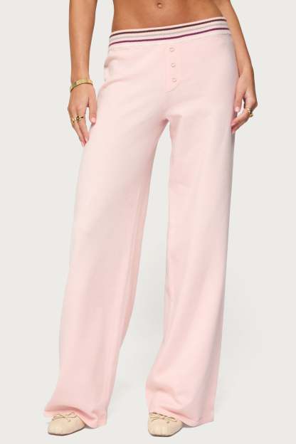 Miya Stripey Knit Pants - LIGHT-PINK