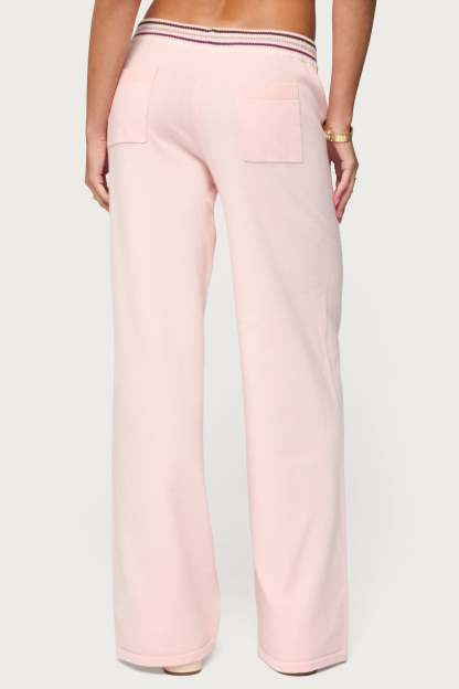 Miya Stripey Knit Pants - LIGHT-PINK