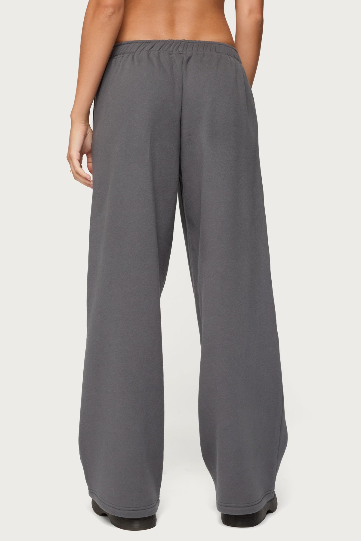 Edikted To You Wide Leg Sweatpants - DARK-GRAY
