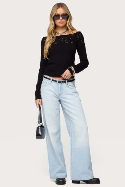 Lillis Boat Neck Knit Top - BLACK