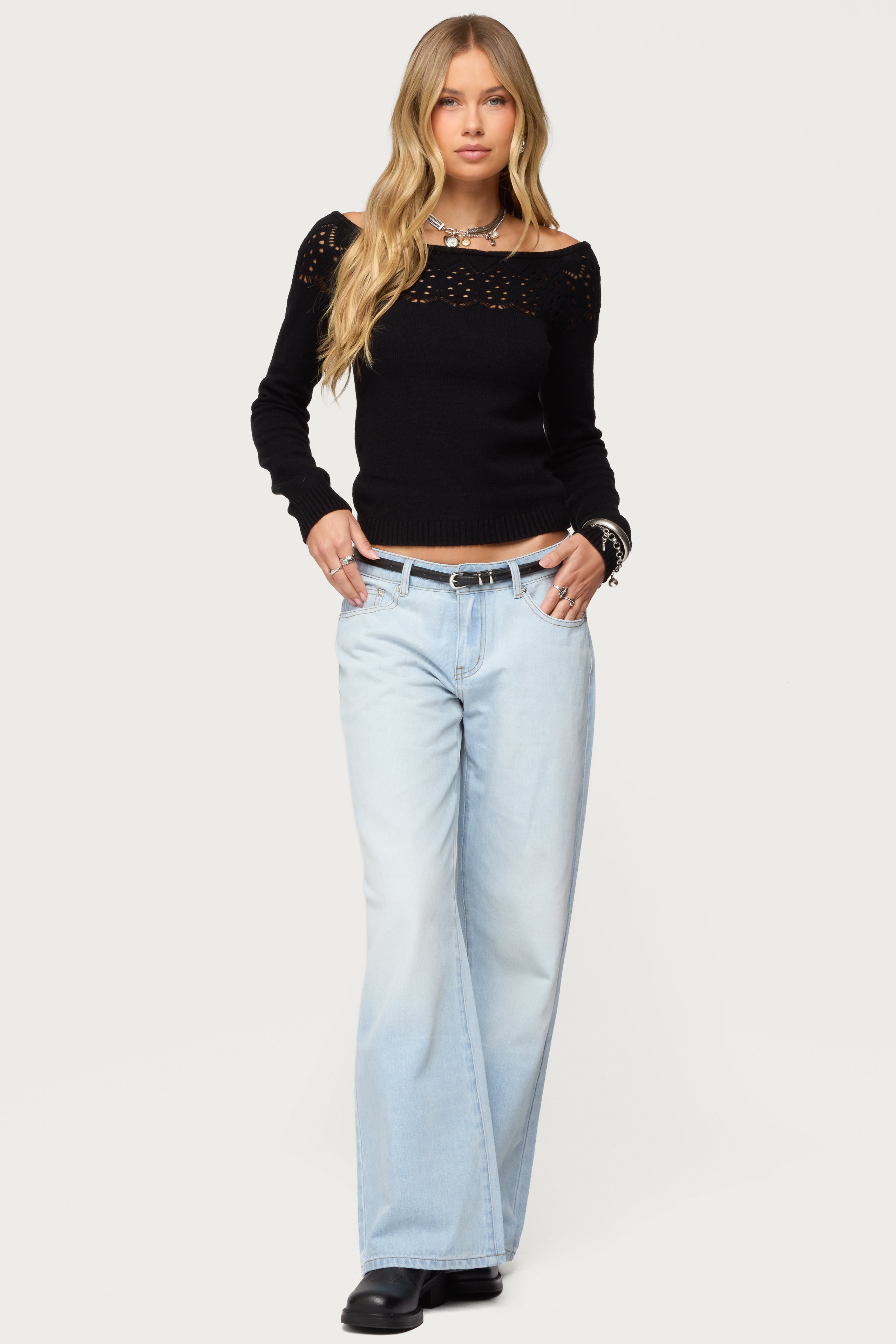 Lillis Boat Neck Knit Top - BLACK
