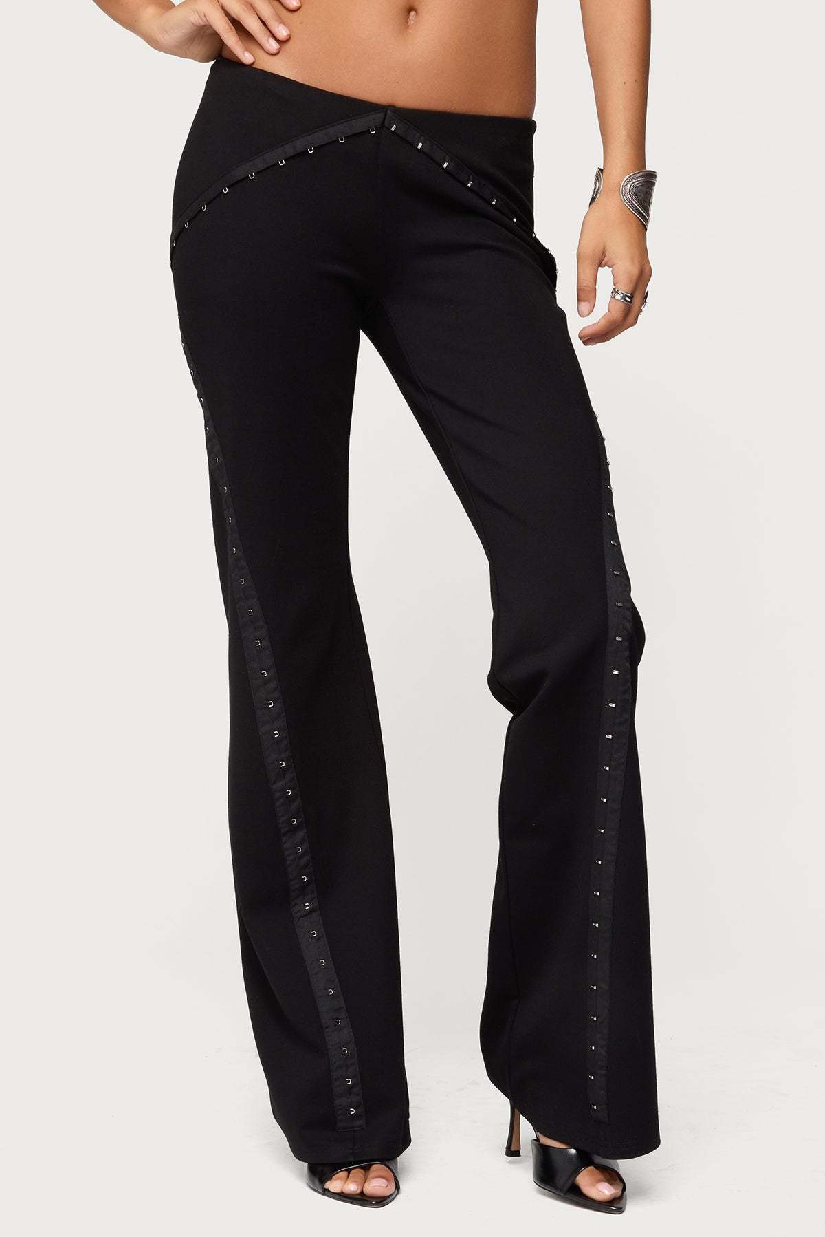 Hook & Eye Bootcut Pants - BLACK