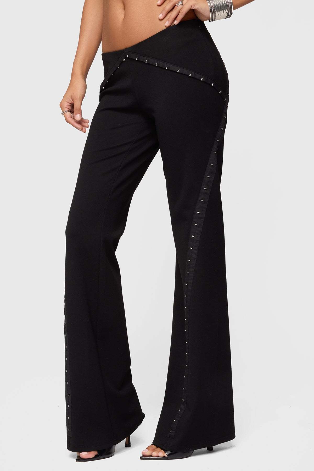 Hook & Eye Bootcut Pants - BLACK