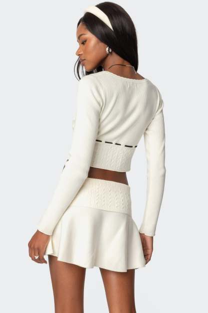Andie Ribbon Knit Top - CREAM