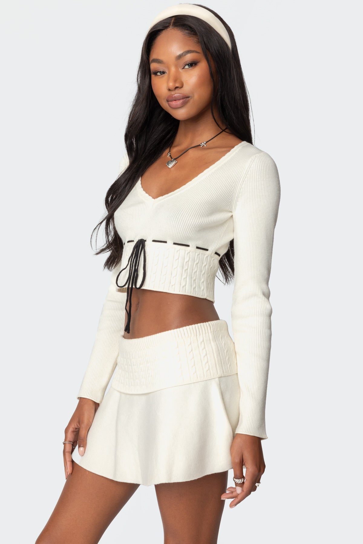Andie Ribbon Knit Top - CREAM
