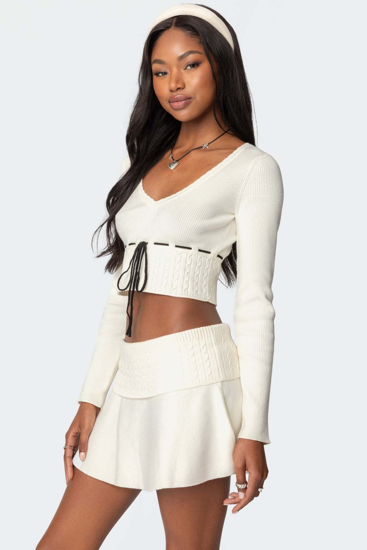 Andie Ribbon Knit Top - CREAM