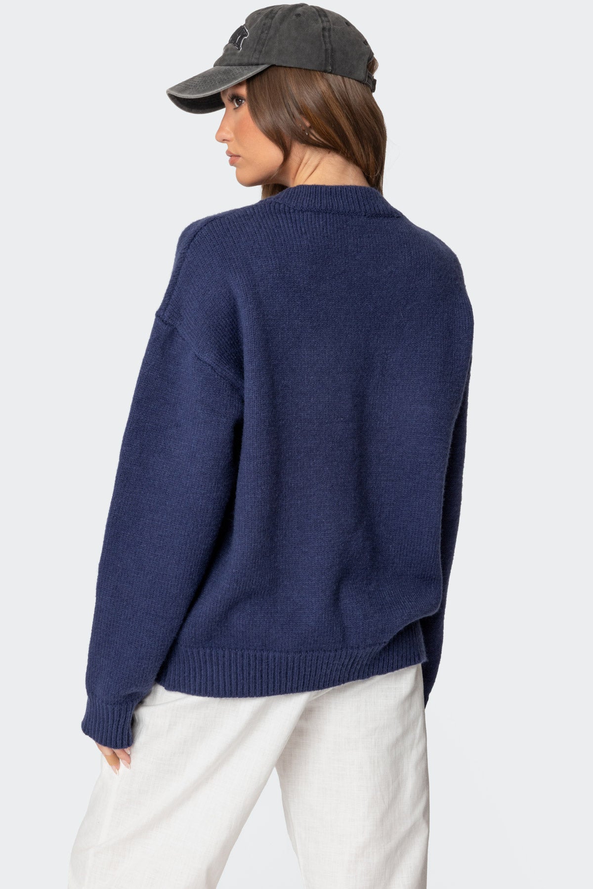 8 Ball Oversized Chunky Knit Sweater - NAVY