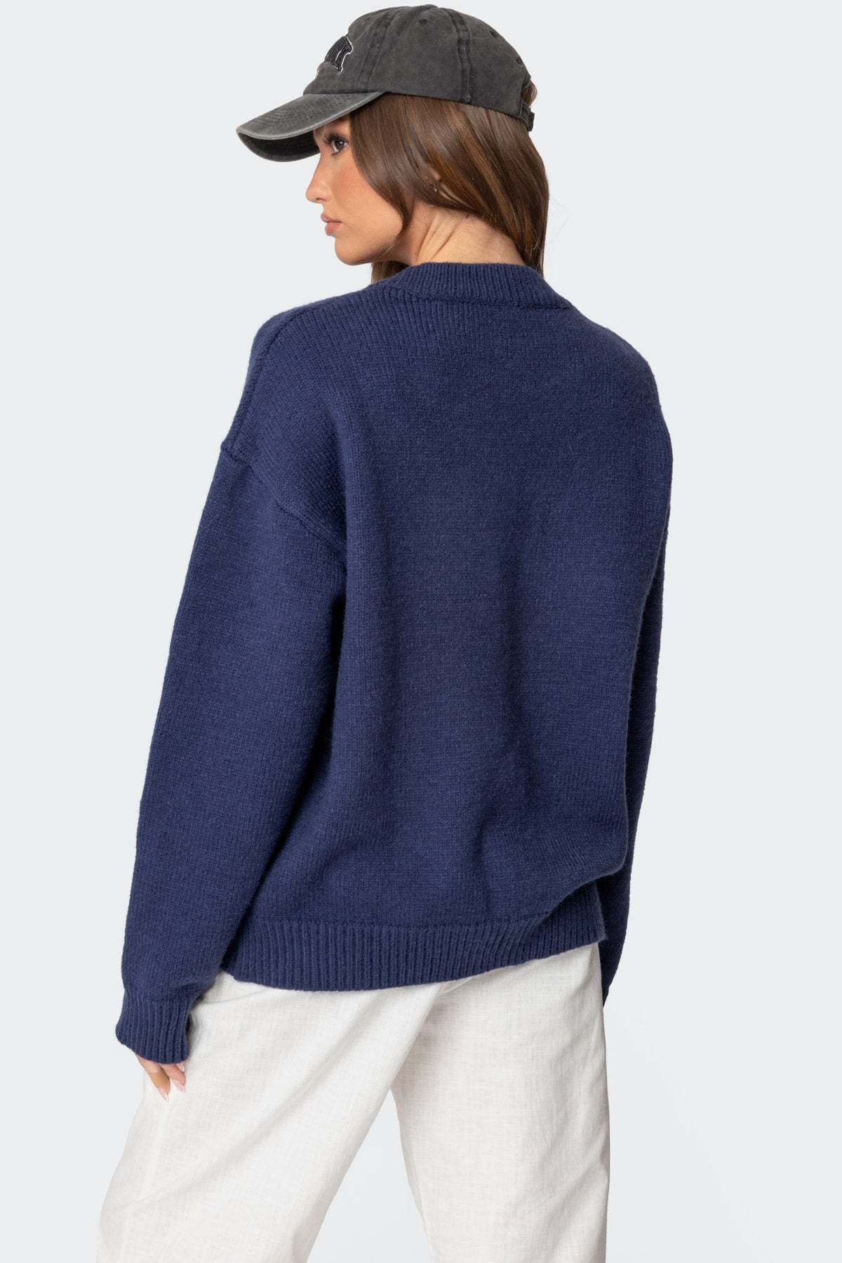 8 Ball Oversized Chunky Knit Sweater - NAVY