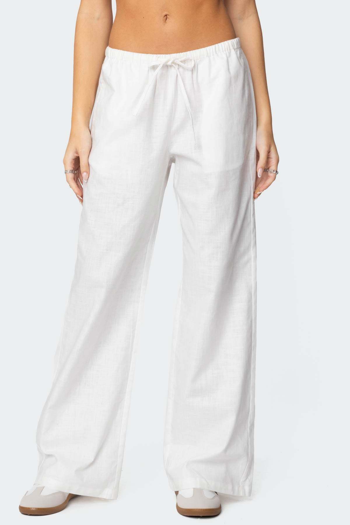 Alexa Linen Blend Pants - WHITE