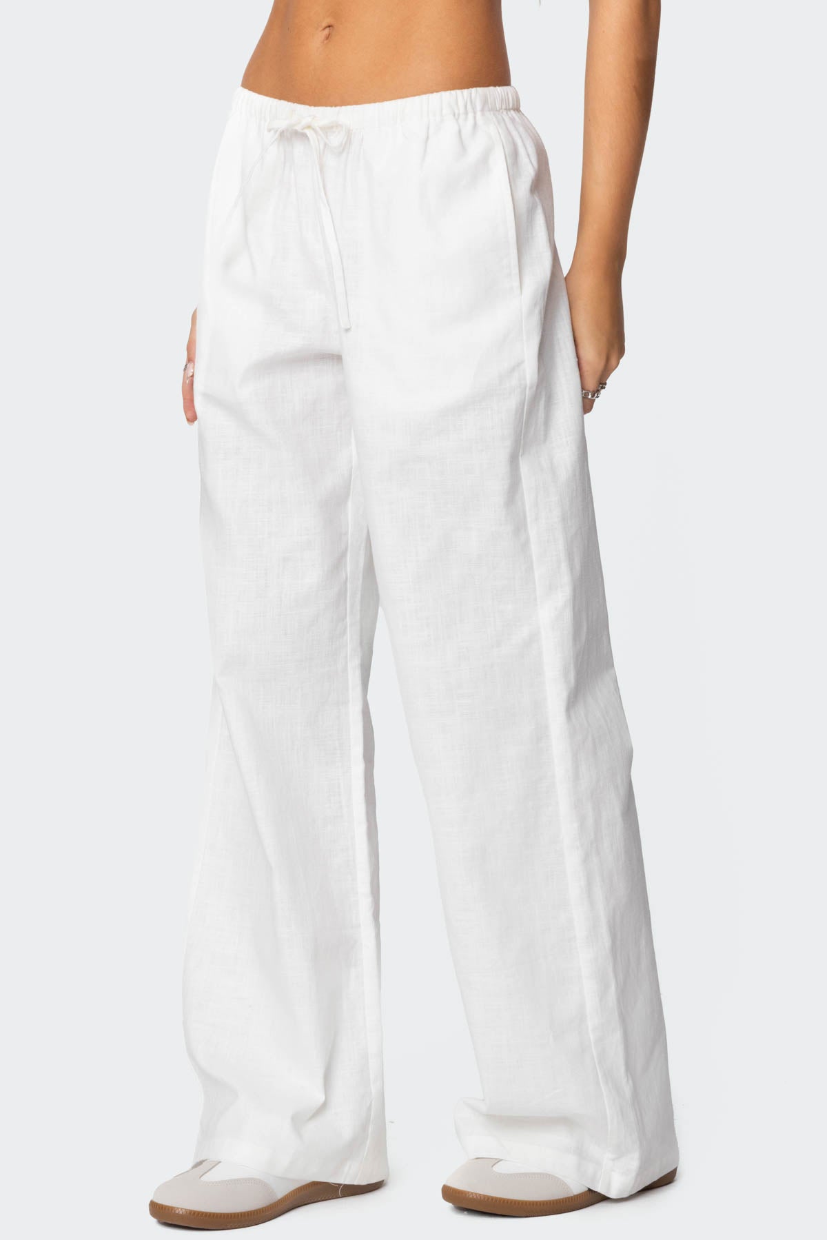 Alexa Linen Blend Pants - WHITE