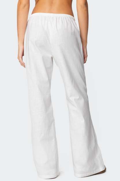 Alexa Linen Blend Pants - WHITE