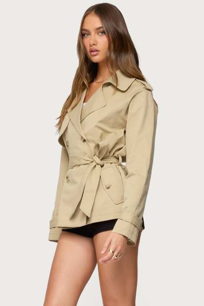 Tobie Raglan Trench Jacket - BEIGE