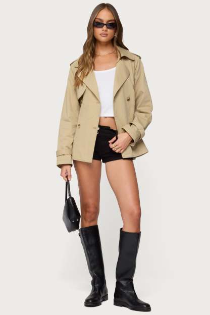 Tobie Raglan Trench Jacket - BEIGE