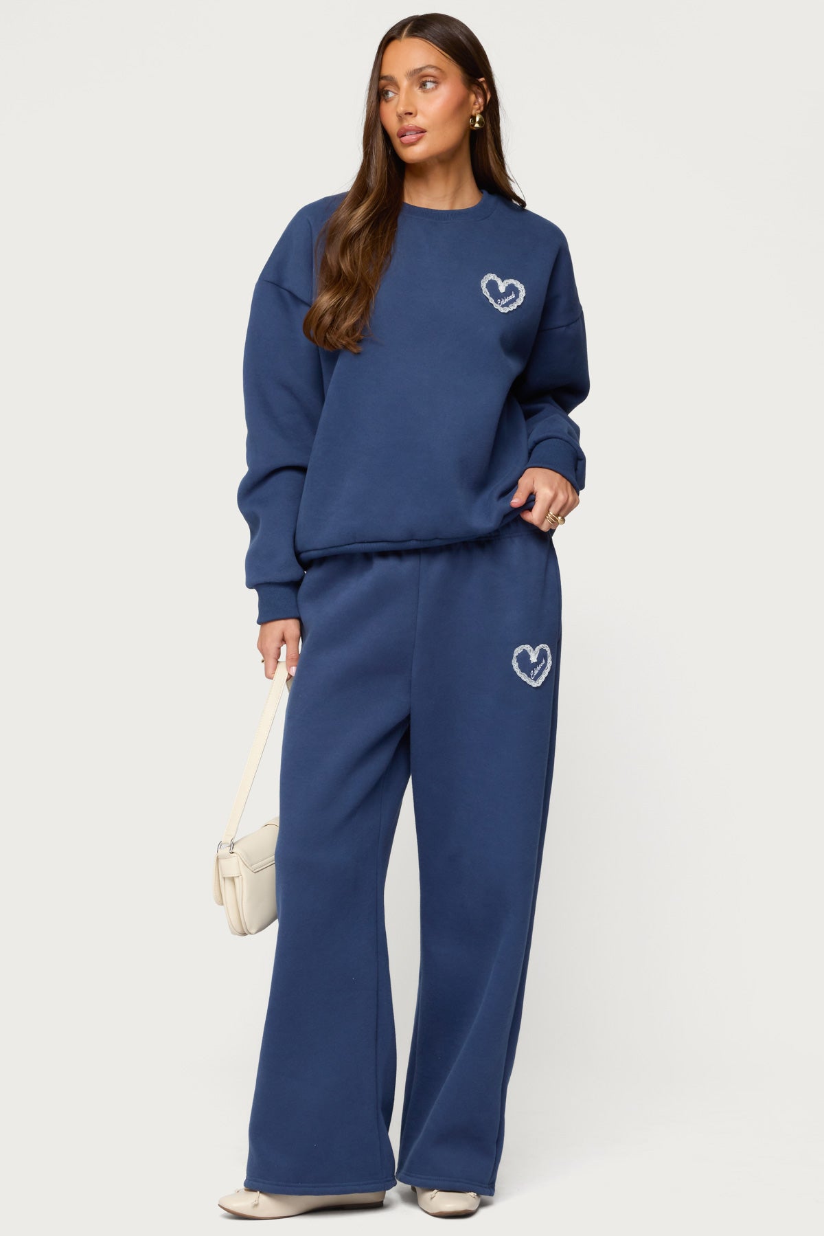 Love Edikted Wide Leg Sweatpants - NAVY