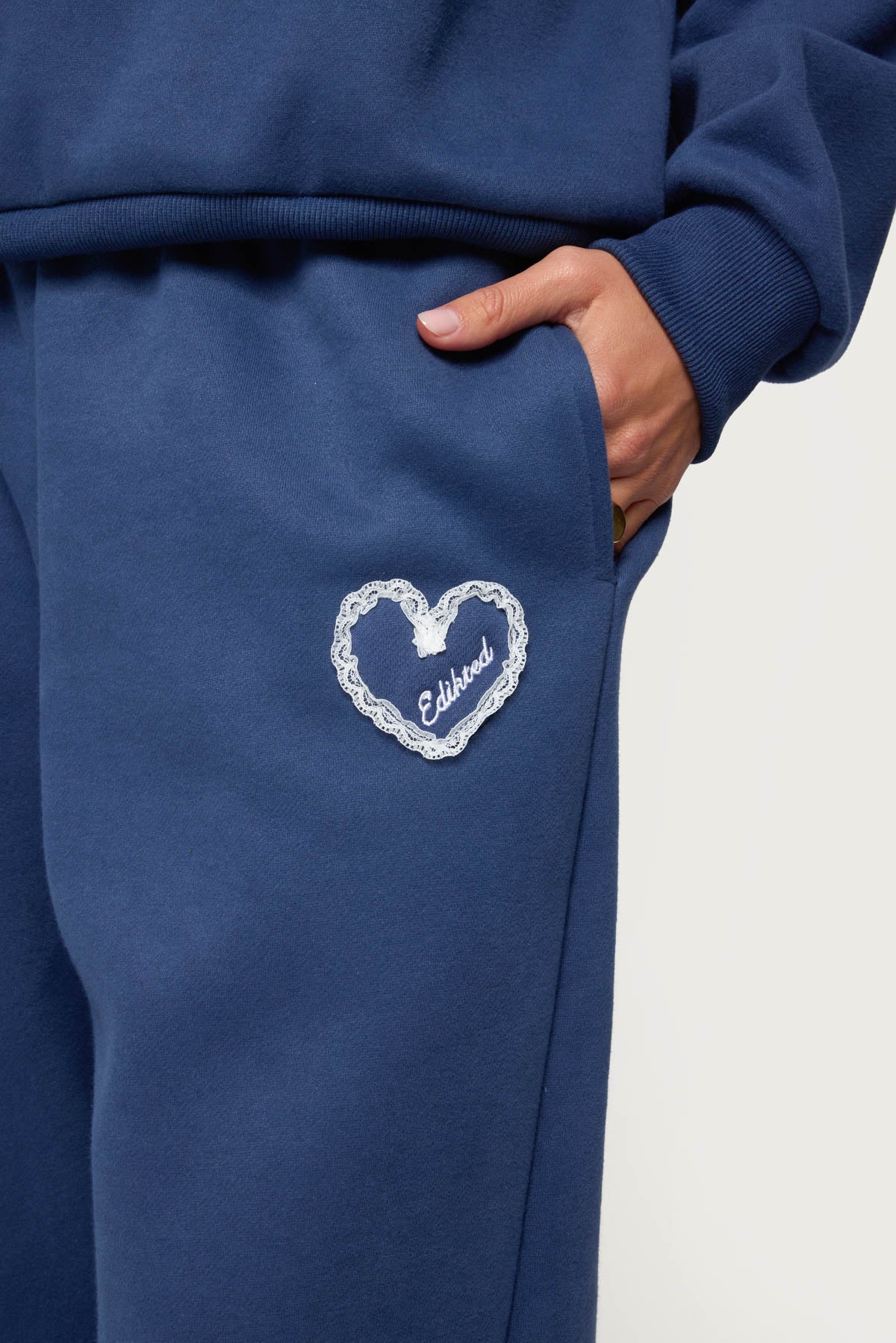 Love Edikted Wide Leg Sweatpants - NAVY