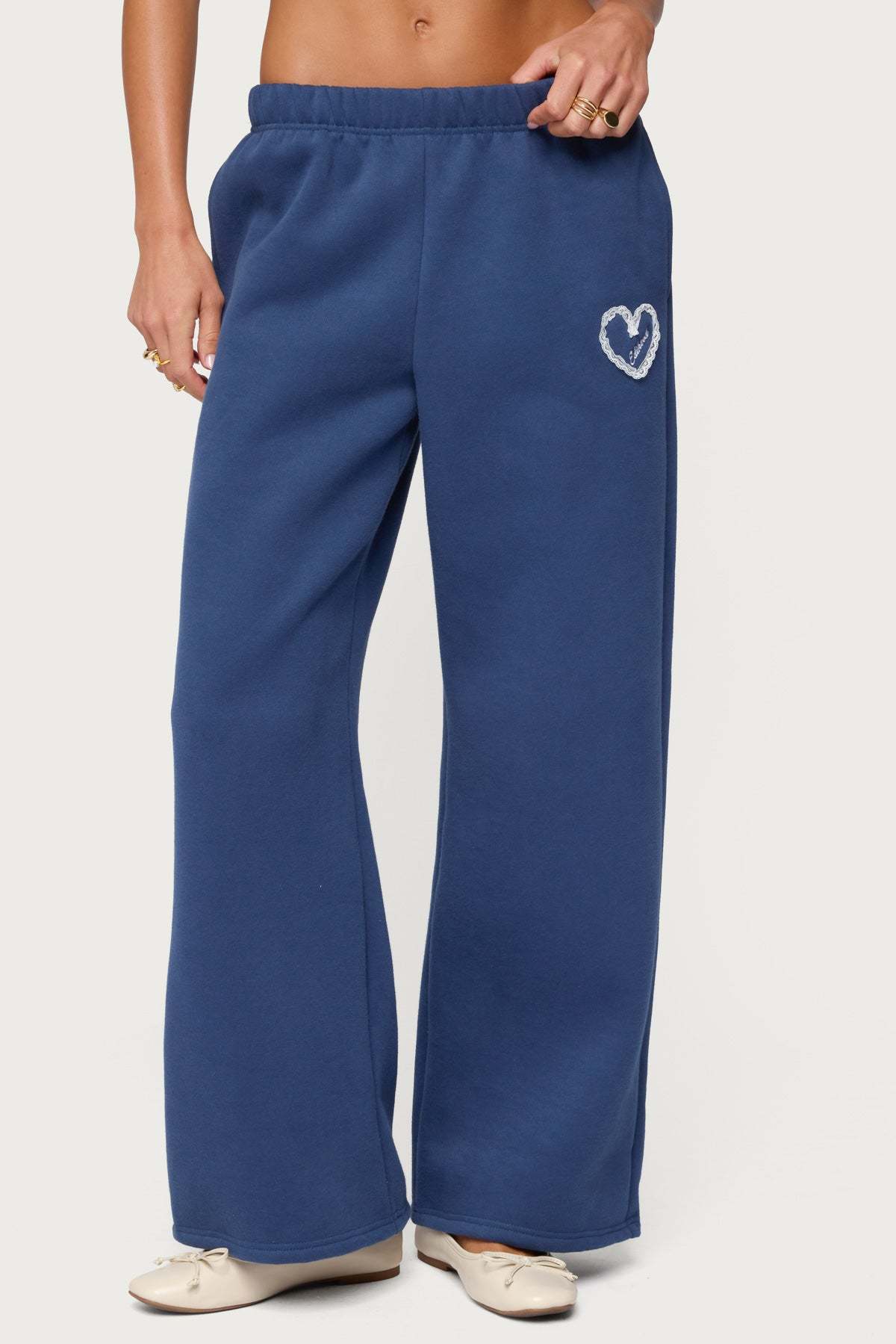 Love Edikted Wide Leg Sweatpants - NAVY