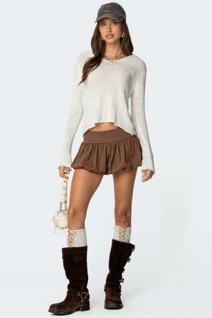 Mai Hooded V Neck Sweater - CREAM