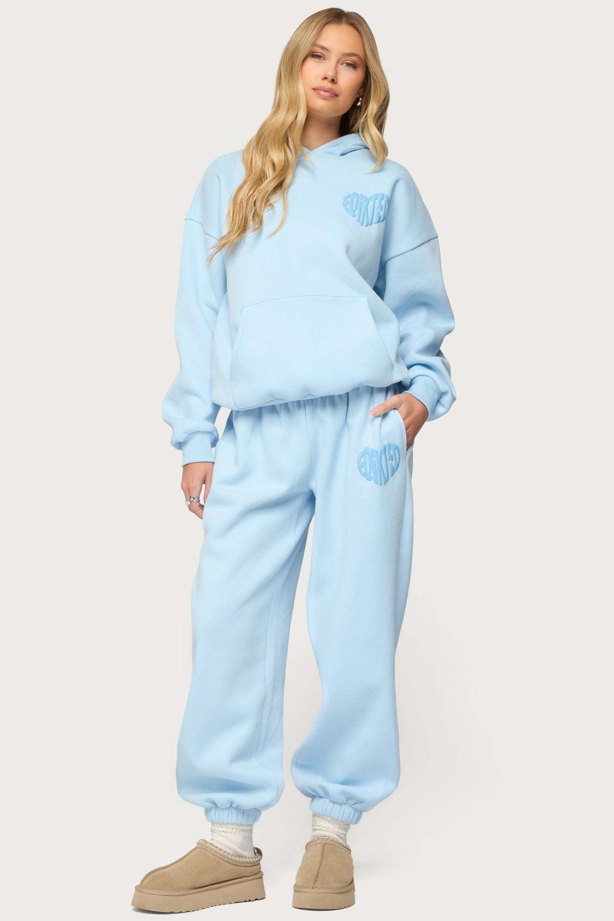 Major Love Edikted Sweatpants - LIGHT-BLUE