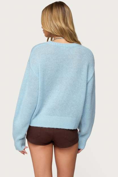 Kyrah Oversized Knit Sweater - LIGHT-BLUE
