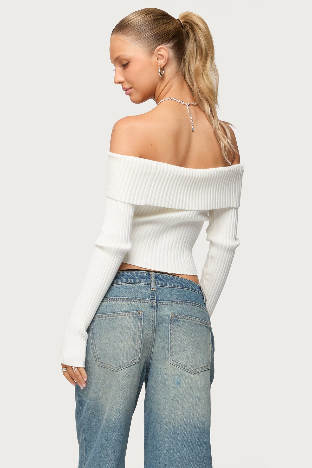 Lauren Knit Foldover Top - WHITE