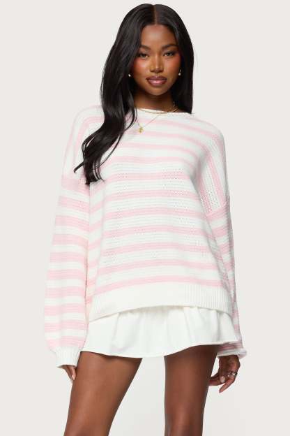 Aerin Oversized Sweater - LIGHT PINK AND CREAM