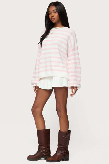 Aerin Oversized Sweater - LIGHT PINK AND CREAM