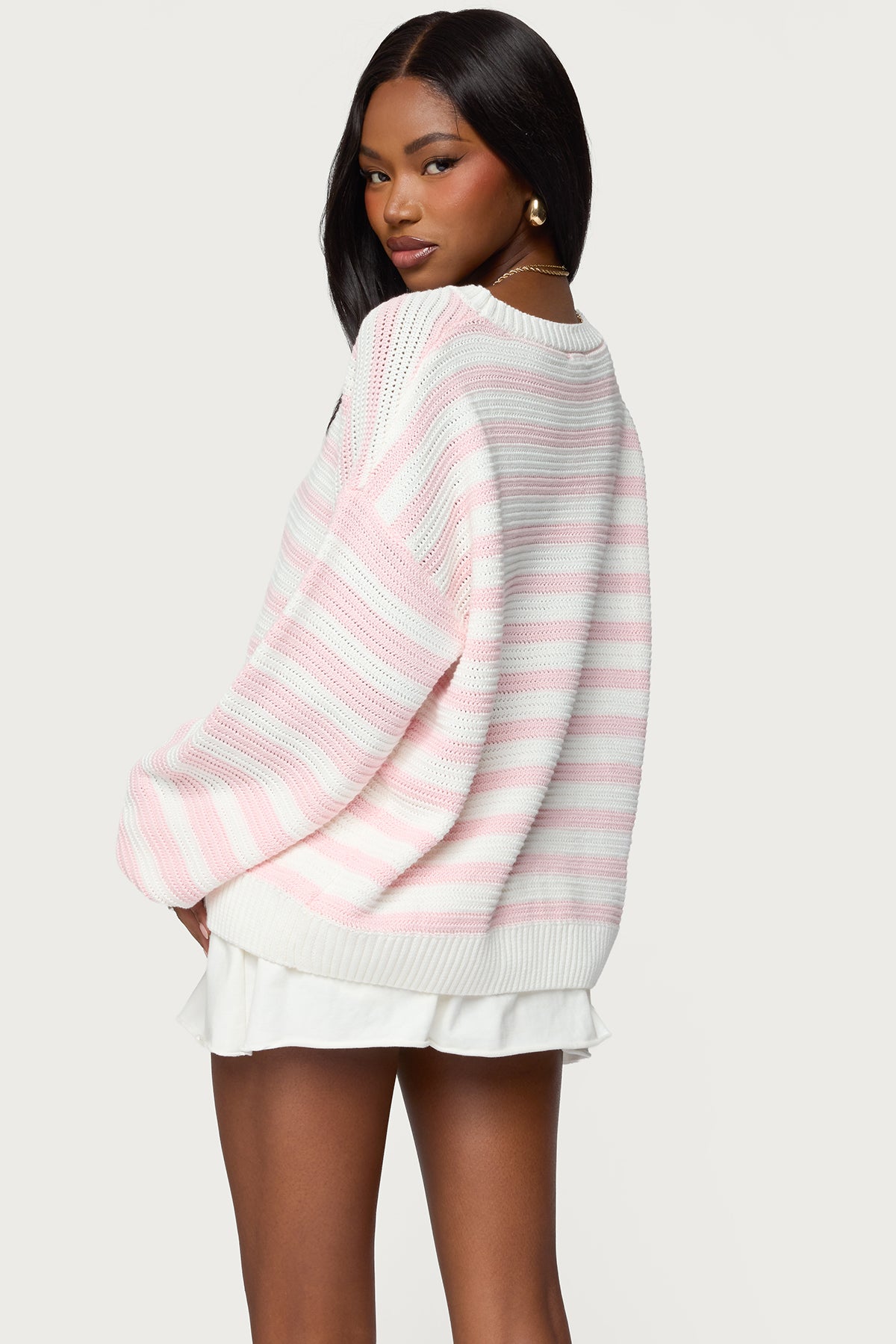 Aerin Oversized Sweater - LIGHT PINK AND CREAM