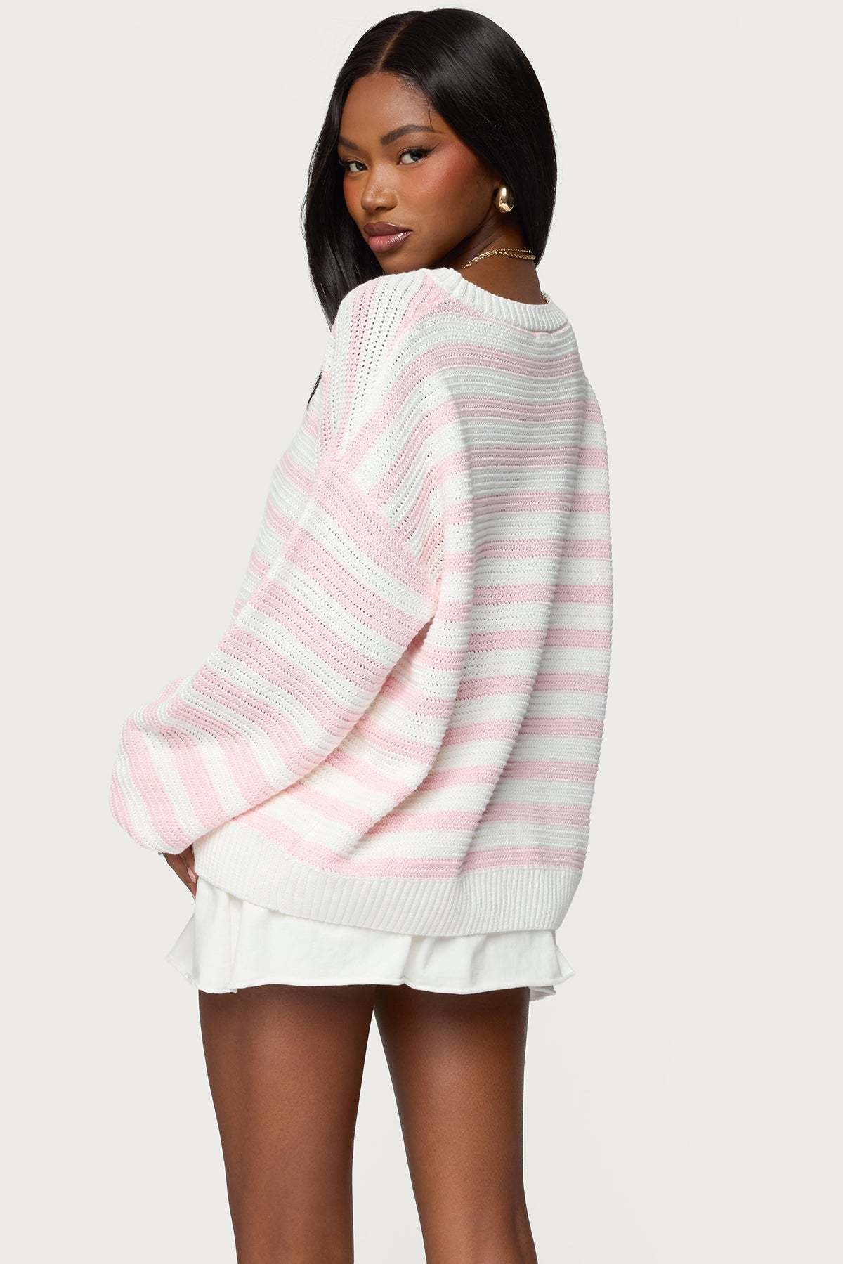 Aerin Oversized Sweater - LIGHT PINK AND CREAM
