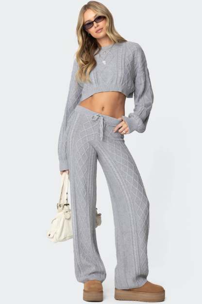 Kasey Cable Knit Pants - GRAY