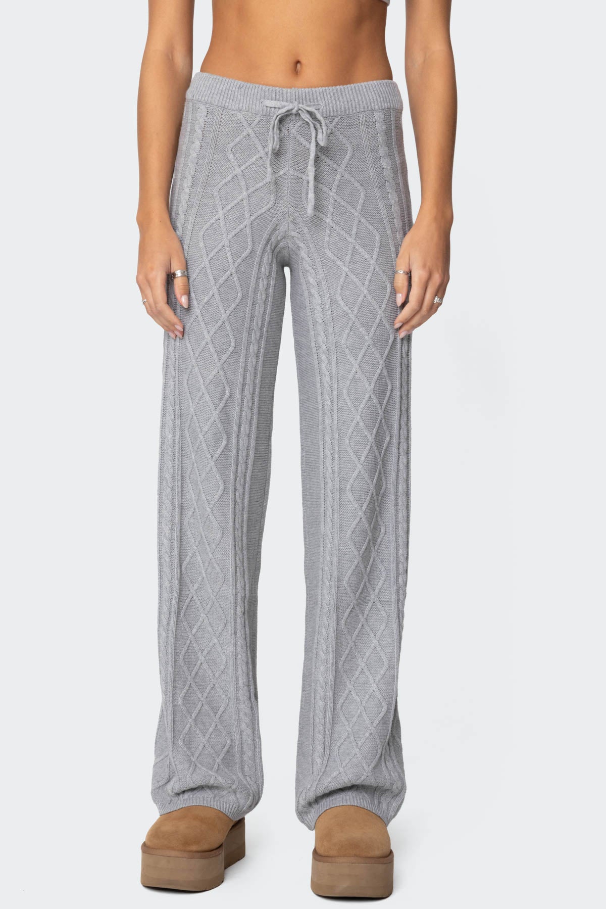 Kasey Cable Knit Pants - GRAY