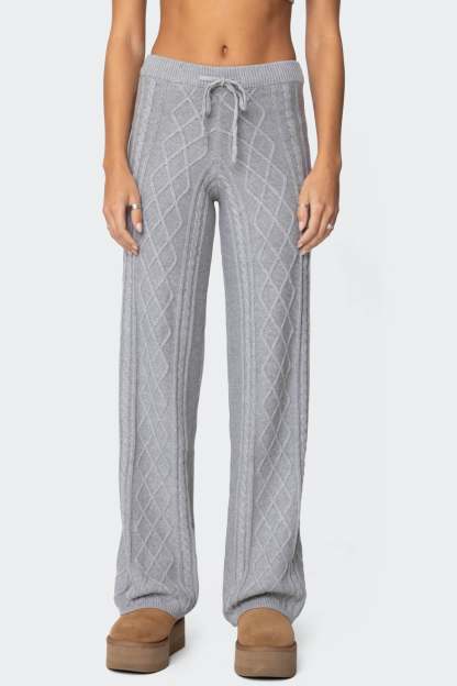 Kasey Cable Knit Pants - GRAY