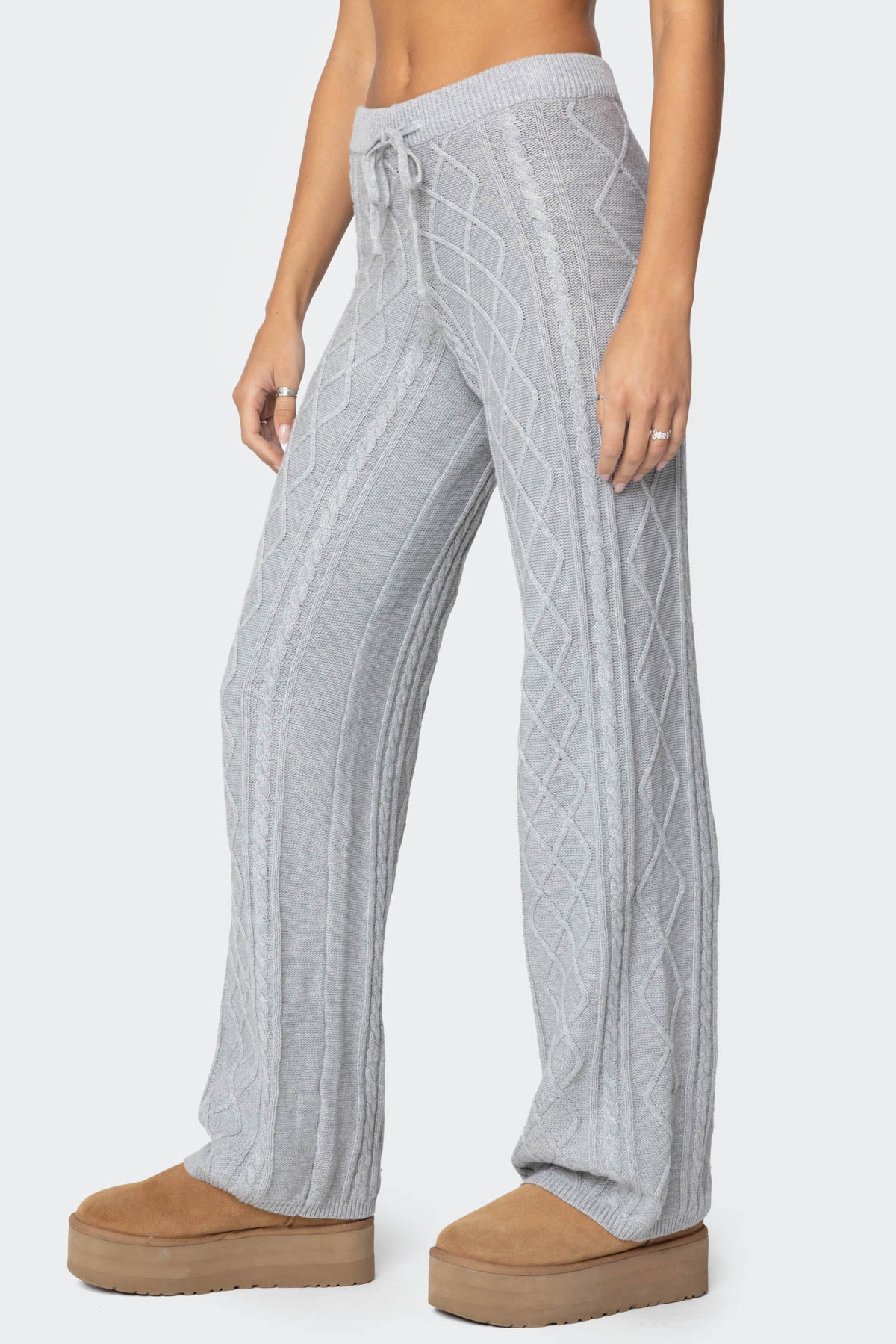 Kasey Cable Knit Pants - GRAY
