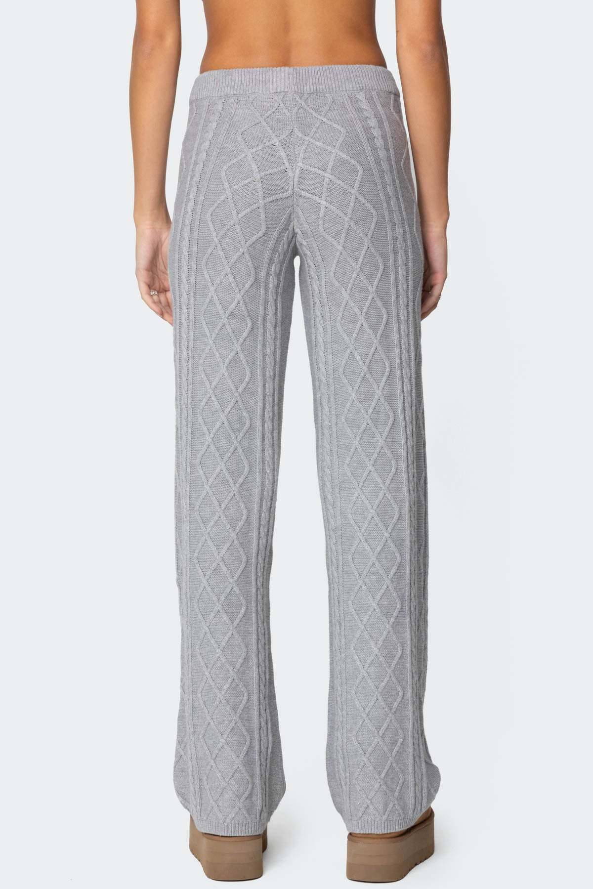Kasey Cable Knit Pants - GRAY