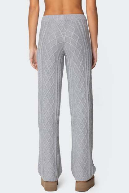 Kasey Cable Knit Pants - GRAY