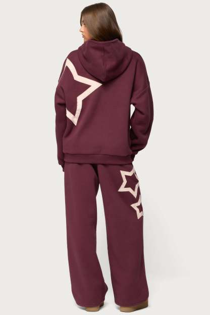 Starly Straight Leg Sweatpants - BURGUNDY