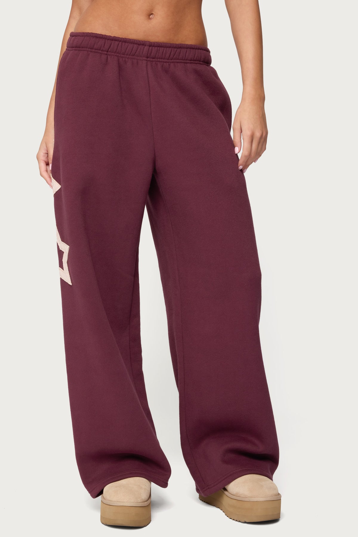 Starly Straight Leg Sweatpants - BURGUNDY