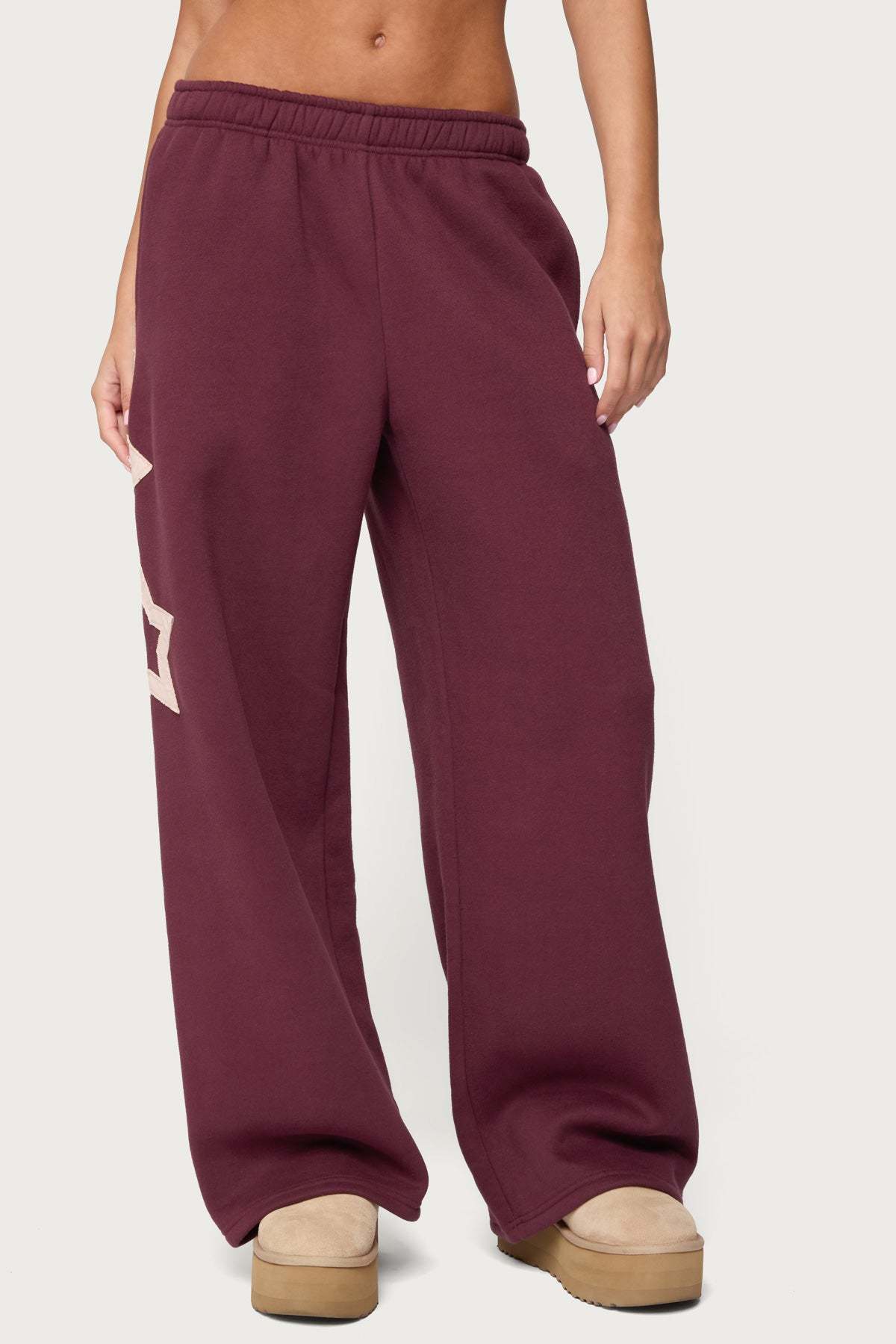 Starly Straight Leg Sweatpants - BURGUNDY