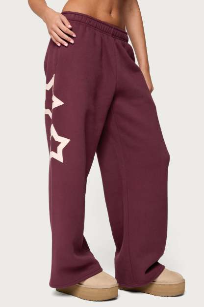 Starly Straight Leg Sweatpants - BURGUNDY