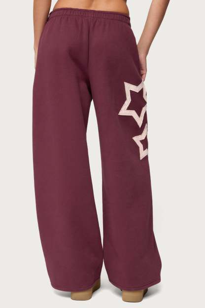Starly Straight Leg Sweatpants - BURGUNDY