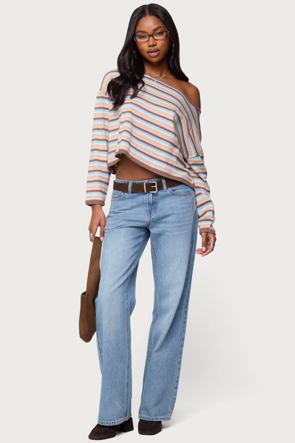 Alexis Off Shoulder Striped Knit Top - MIX