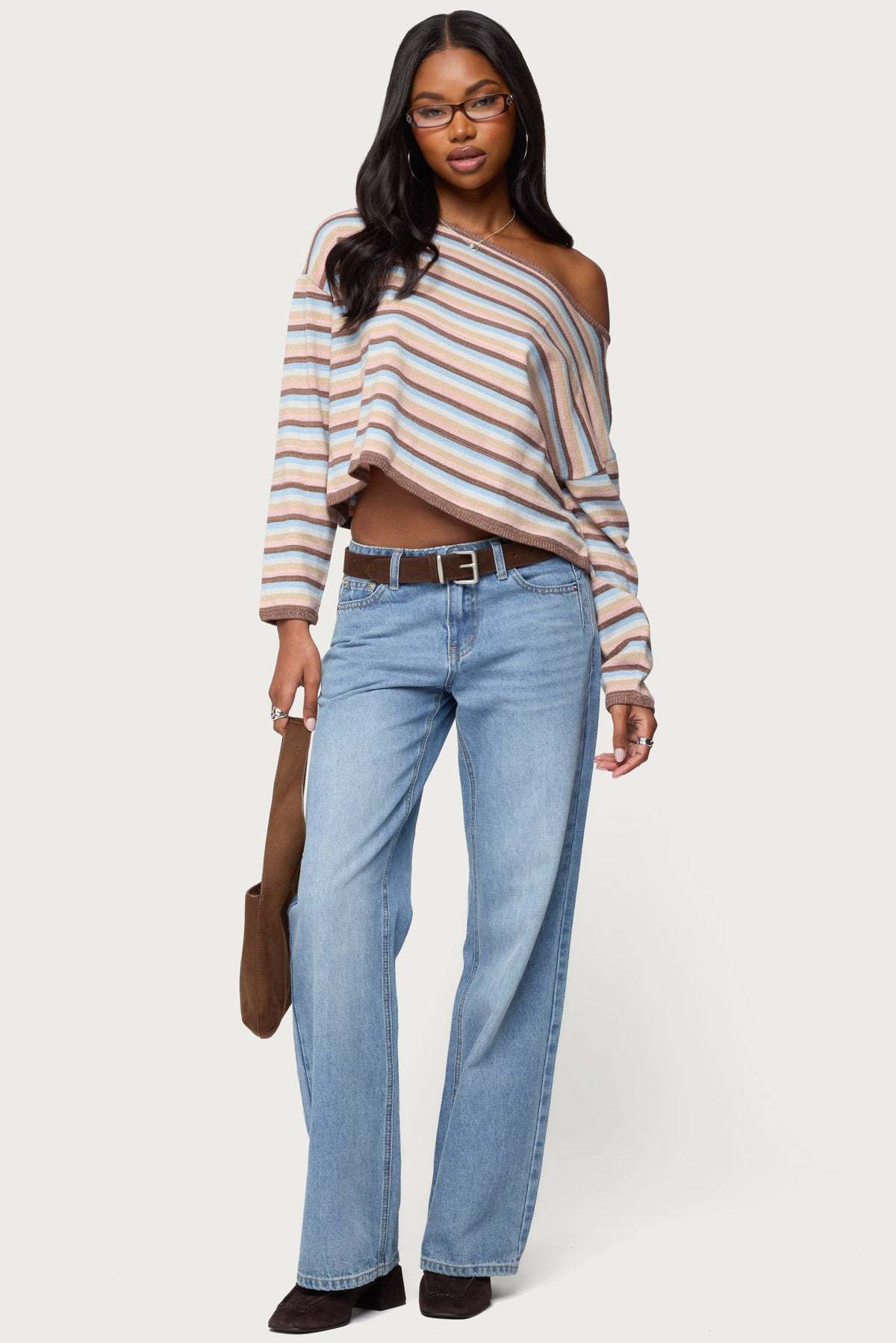 Alexis Off Shoulder Striped Knit Top - MIX