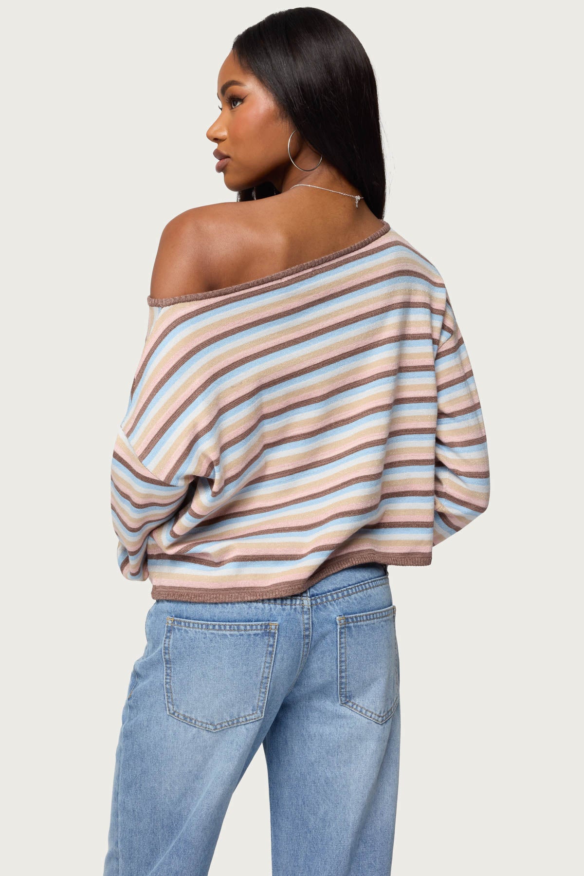 Alexis Off Shoulder Striped Knit Top - MIX